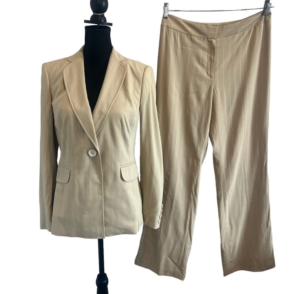 Ann Taylor $350 Pinstriped Wool 2Piece Pant Suit Women’s Blazer Jacket Size 4/8